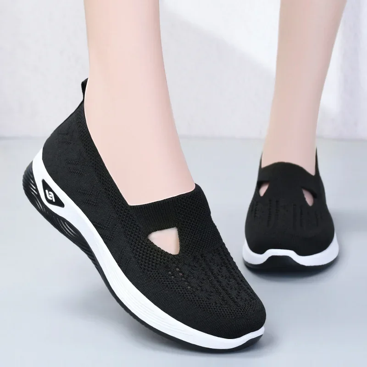 Comfortable orthopedic summer shoes with cushioning – Tessa-Black-7.5-Nora Luxe