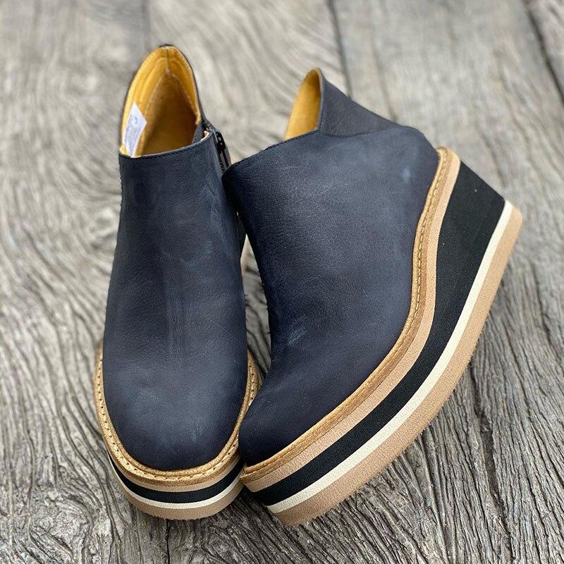 Comfortable Platform Ankle Boots - Mira-Beige-4.5-The Livary