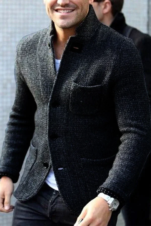 Comfortable Retro Knitted Men's Cardigan - Jasper-Black-S-Nora Luxe