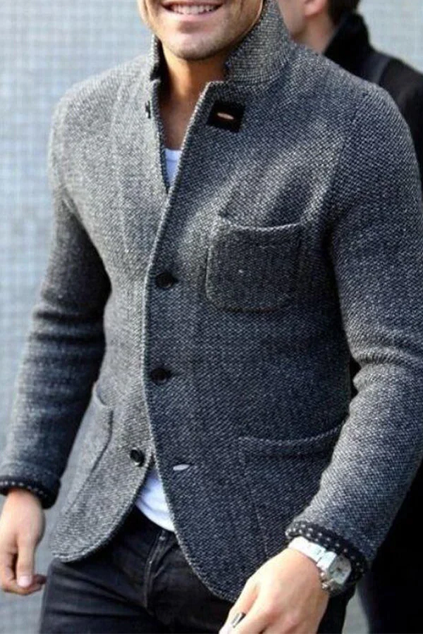 Comfortable Retro Knitted Men's Cardigan - Jasper-Gray-S-Nora Luxe