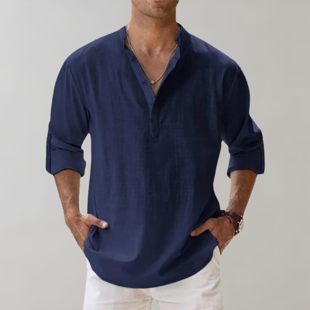 Comfortable Shirt for Men - Florian-Navy-S-Nora Luxe