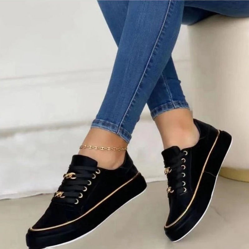 Comfortable slip-on women's sneakers in casual style - Melina-Black-3-Nora Luxe