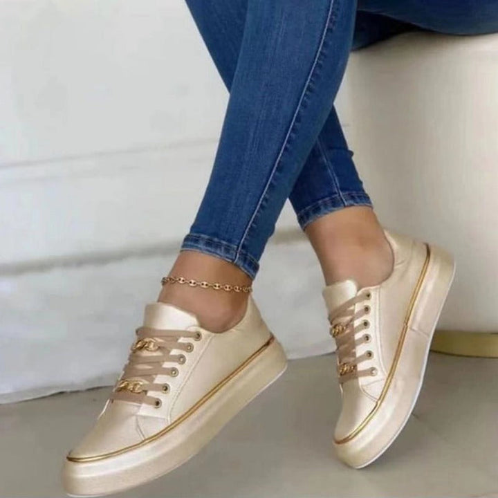 Comfortable slip-on women's sneakers in casual style - Melina-Golden-3-Nora Luxe
