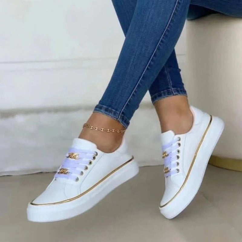 Comfortable slip-on women's sneakers in casual style - Melina-White-3-Nora Luxe