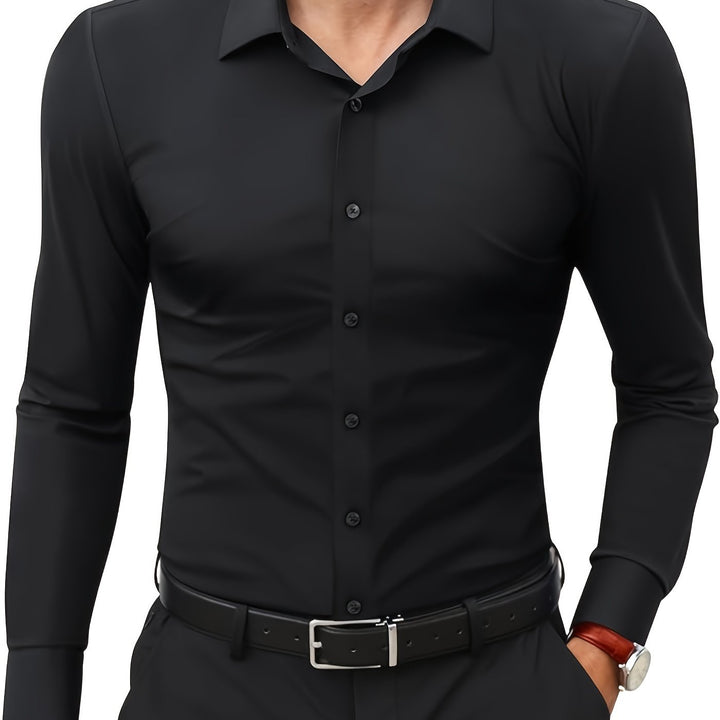 Comfortable Stretch Men’s Shirt - Julian-Black-XS-Nora Luxe