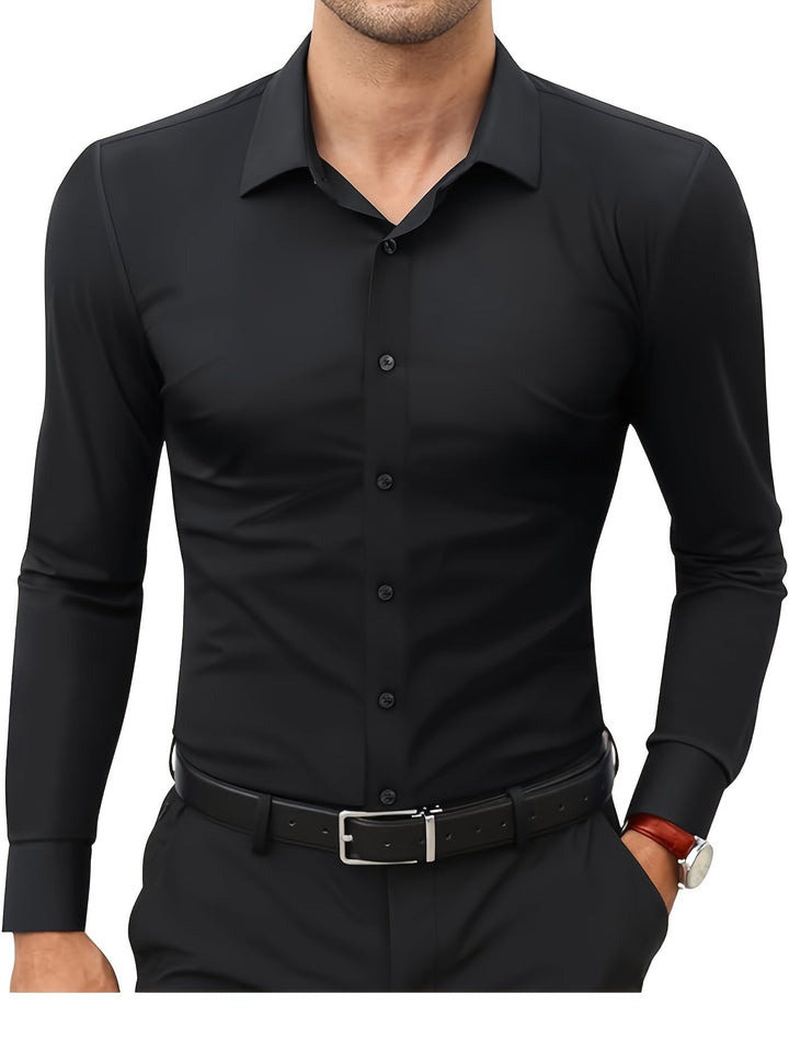 Comfortable Stretch Men’s Shirt - Julian-Black-XS-Nora Luxe