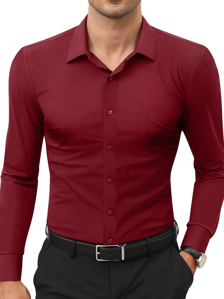 Comfortable Stretch Men’s Shirt - Julian-Dark Red-XS-Nora Luxe