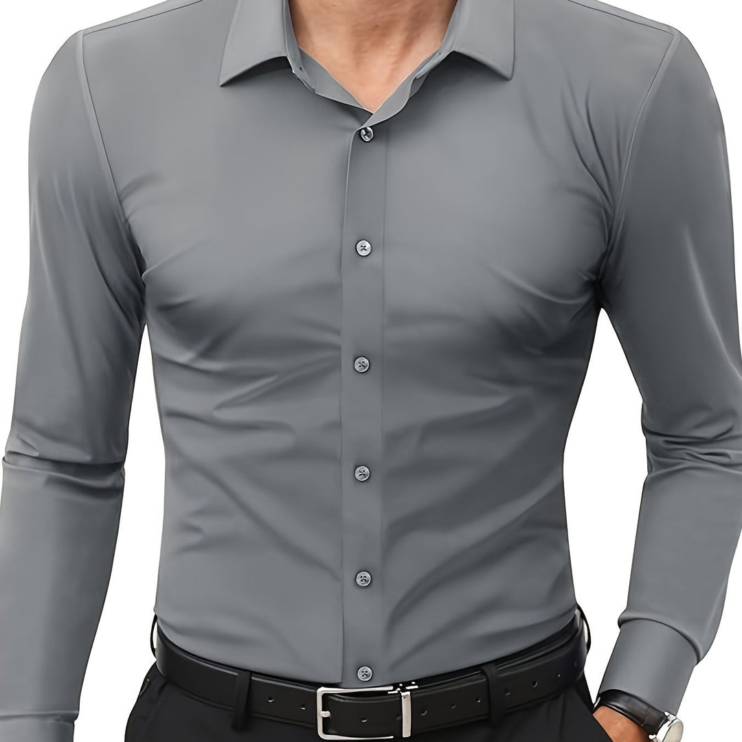 Comfortable Stretch Men’s Shirt - Julian-Gray-XS-Nora Luxe