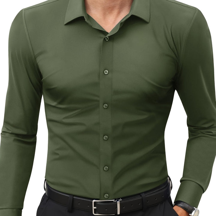 Comfortable Stretch Men’s Shirt - Julian-Olive Green-XS-Nora Luxe