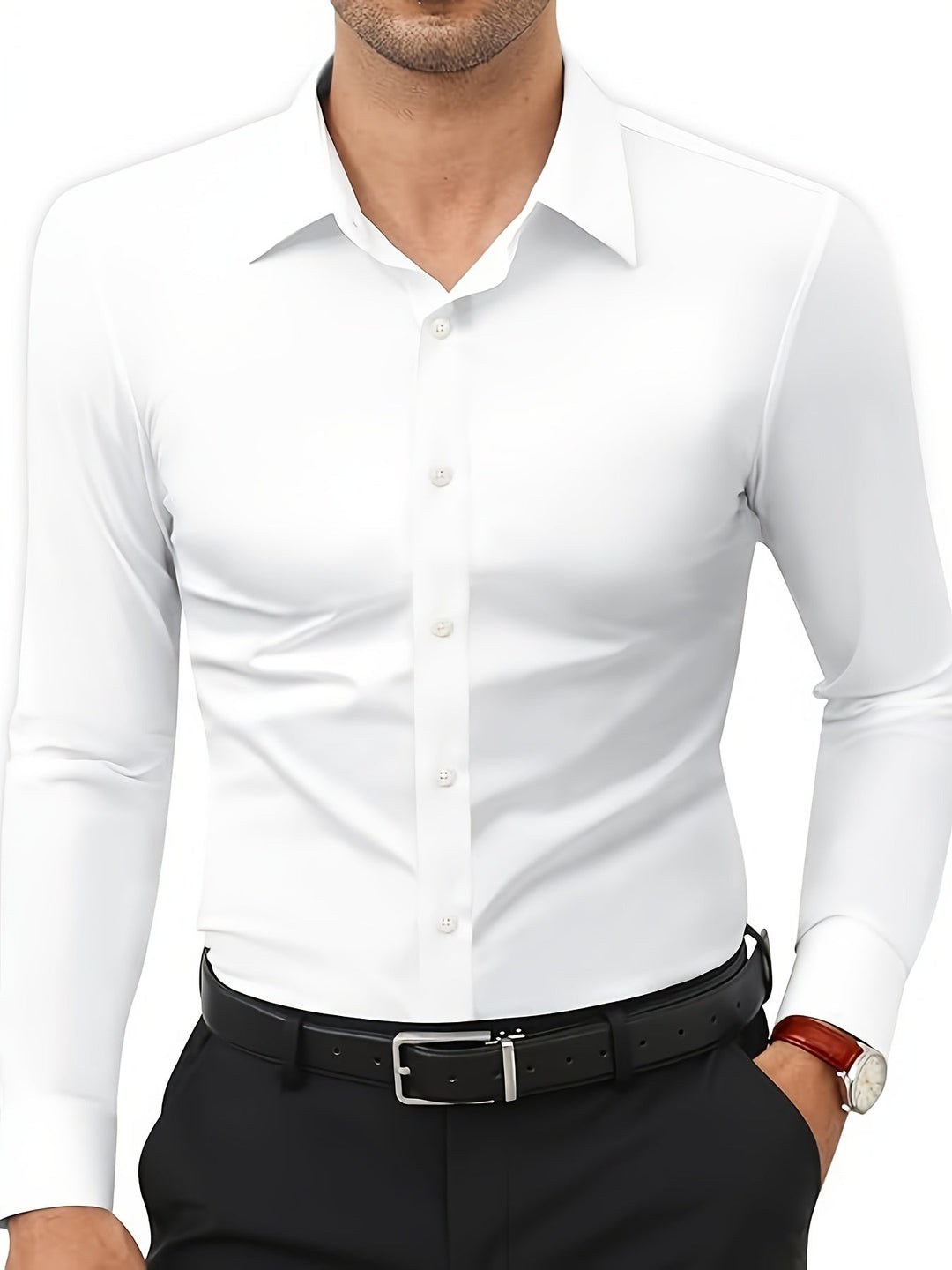 Comfortable Stretch Men’s Shirt - Julian-White-XS-Nora Luxe