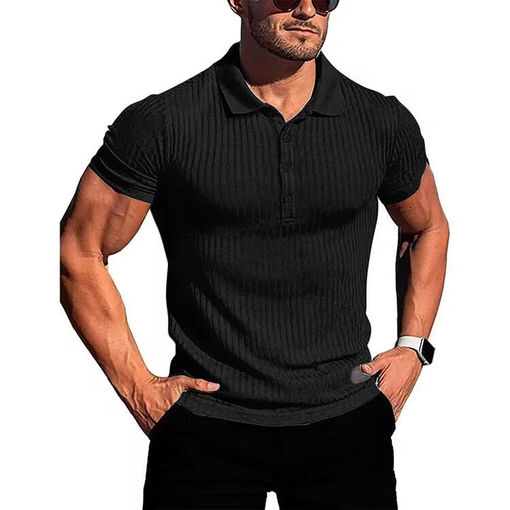 Comfortable & Stylish Breathable Men's Polo Shirt with Button Placket – Nevan-Black-S-Nora Luxe