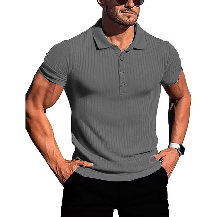 Comfortable & Stylish Breathable Men's Polo Shirt with Button Placket – Nevan-Gray-S-Nora Luxe