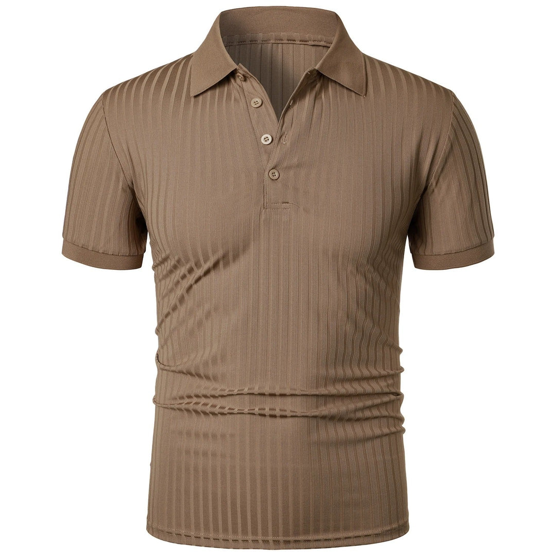 Comfortable & Stylish Breathable Men's Polo Shirt with Button Placket – Nevan-Khaki-S-Nora Luxe