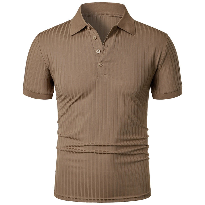 Comfortable & Stylish Breathable Men's Polo Shirt with Button Placket – Nevan-Khaki-S-Nora Luxe