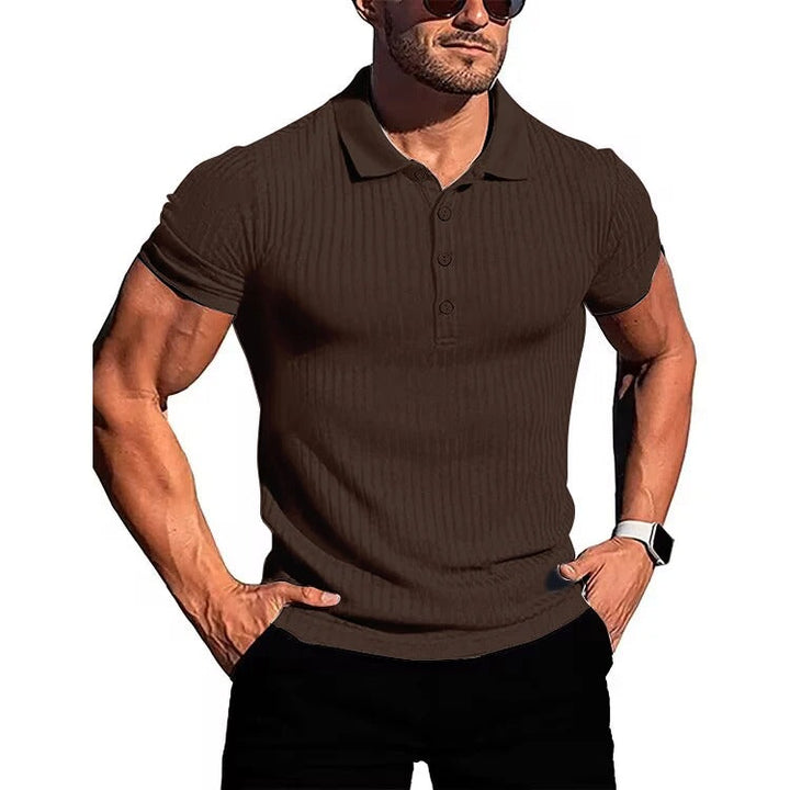 Comfortable & Stylish Breathable Men's Polo Shirt with Button Placket – Nevan-Khaki-S-Nora Luxe