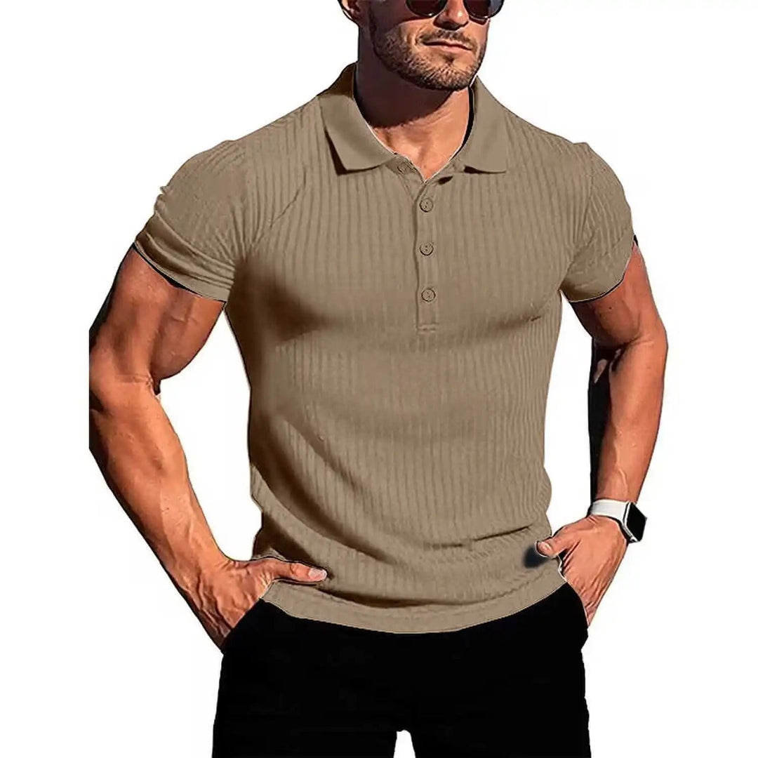 Comfortable & Stylish Breathable Men's Polo Shirt with Button Placket – Nevan-Khaki-S-Nora Luxe