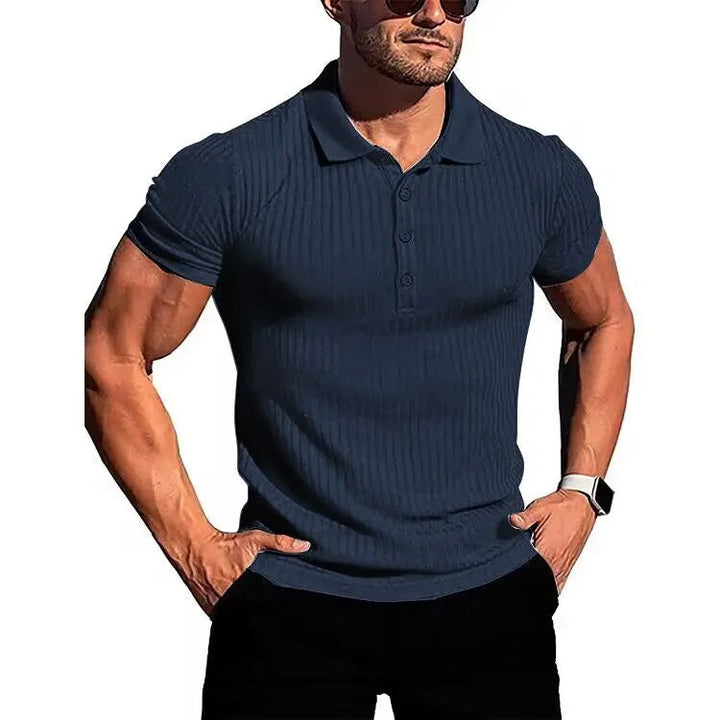 Comfortable & Stylish Breathable Men's Polo Shirt with Button Placket – Nevan-Navy blue-S-Nora Luxe