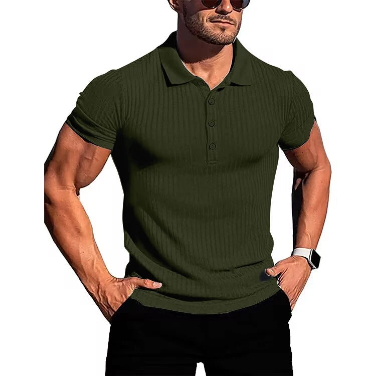 Comfortable & Stylish Breathable Men's Polo Shirt with Button Placket – Nevan-Olive green-S-Nora Luxe