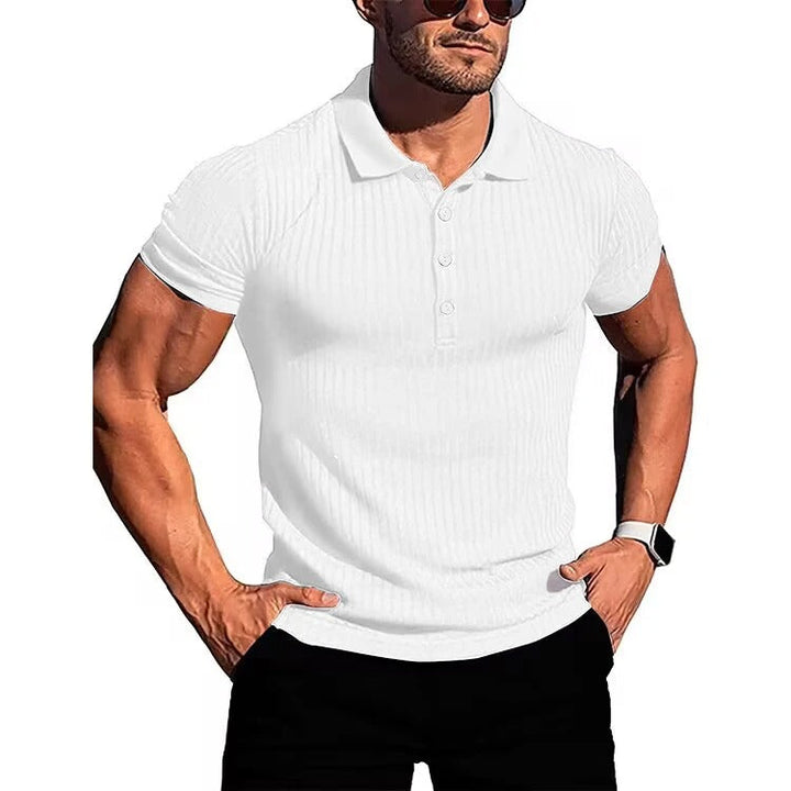 Comfortable & Stylish Breathable Men's Polo Shirt with Button Placket – Nevan-White-S-Nora Luxe