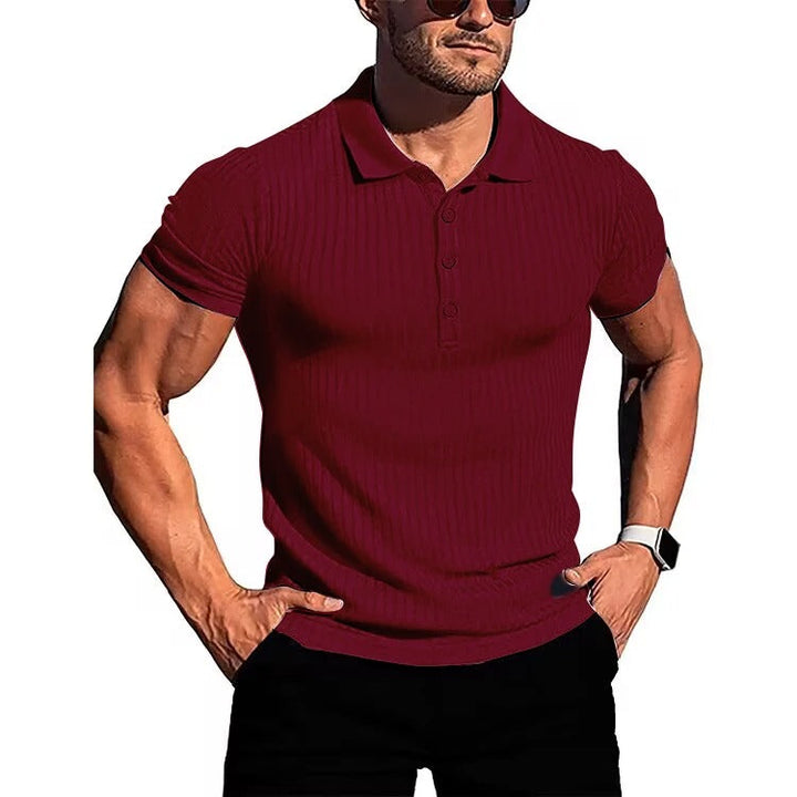 Comfortable & Stylish Breathable Men's Polo Shirt with Button Placket – Nevan-Wine red-S-Nora Luxe