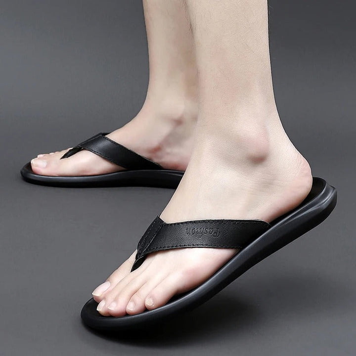 Comfortable & Stylish Men's Outdoor Summer Slippers – Leano-Black-7-Nora Luxe