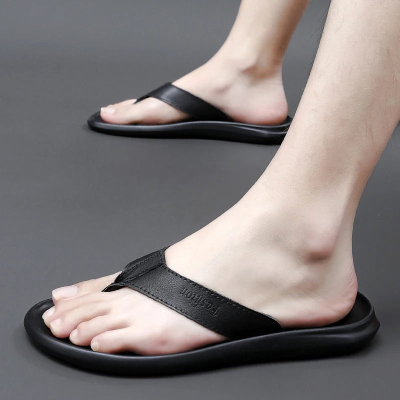 Comfortable & Stylish Men's Outdoor Summer Slippers – Leano-Black-7-Nora Luxe