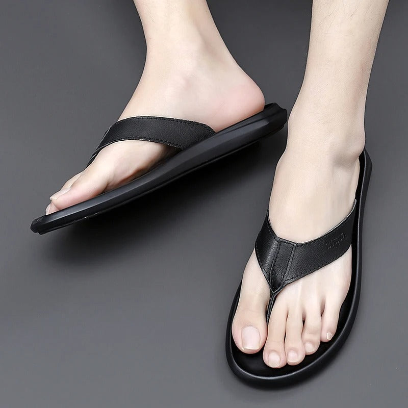 Comfortable & Stylish Men's Outdoor Summer Slippers – Leano-Black-7-Nora Luxe
