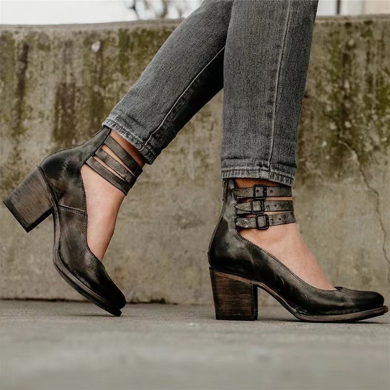 Comfortable & stylish women's leather shoes with non-slip sole – Amalia-Brown-2.5-Nora Luxe