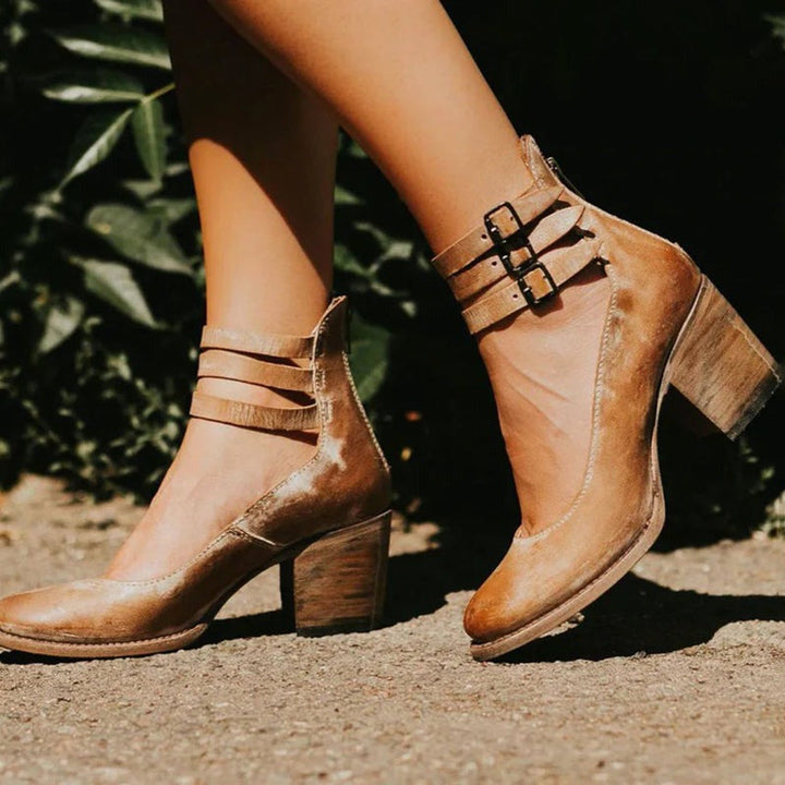 Comfortable & stylish women's leather shoes with non-slip sole – Amalia-Brown-2.5-Nora Luxe