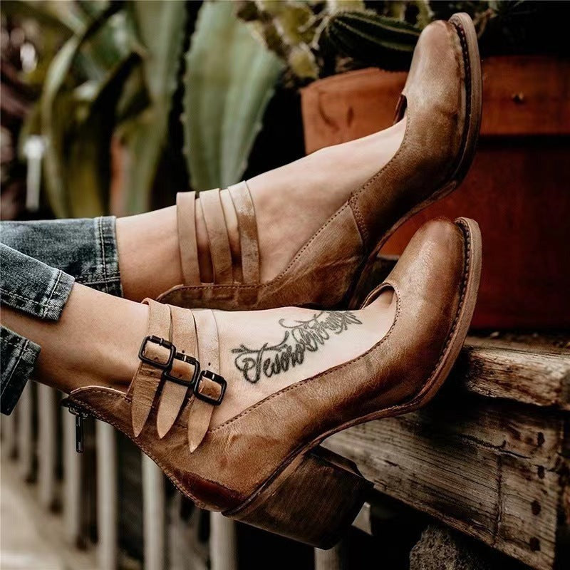 Comfortable & stylish women's leather shoes with non-slip sole – Amalia-Brown-2.5-Nora Luxe