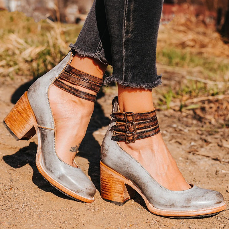 Comfortable & stylish women's leather shoes with non-slip sole – Amalia-Grey-2.5-Nora Luxe