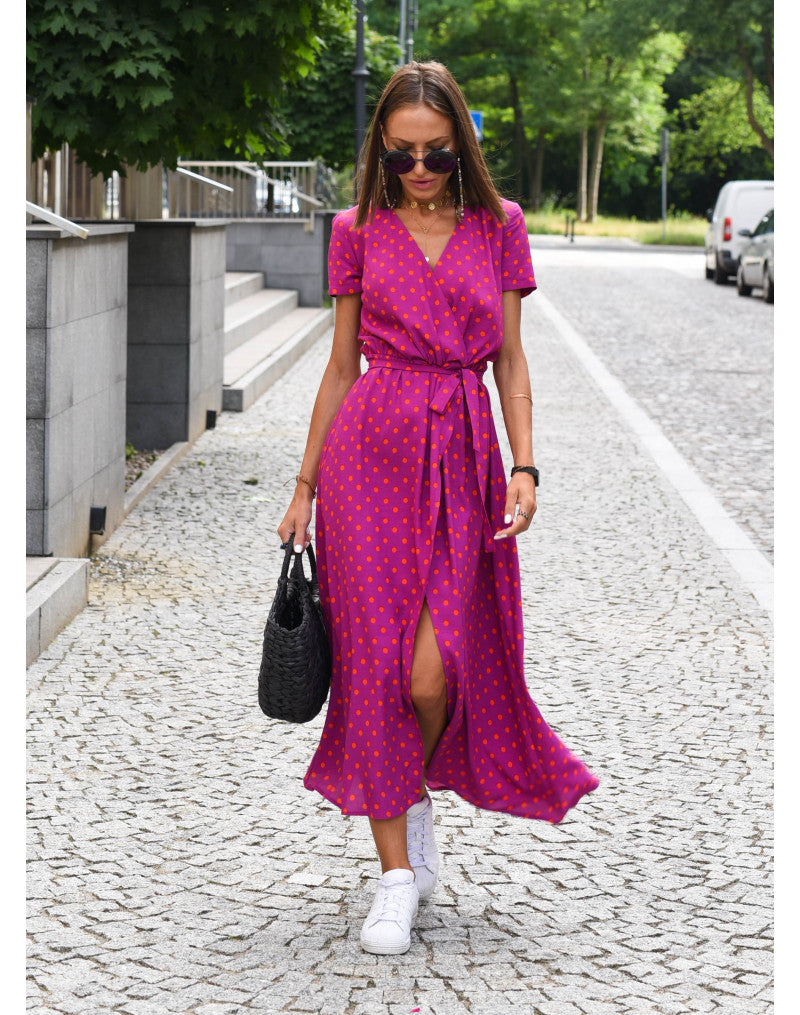 Comfortable Summer Dress - Lina-Red Dots-S-Nora Luxe