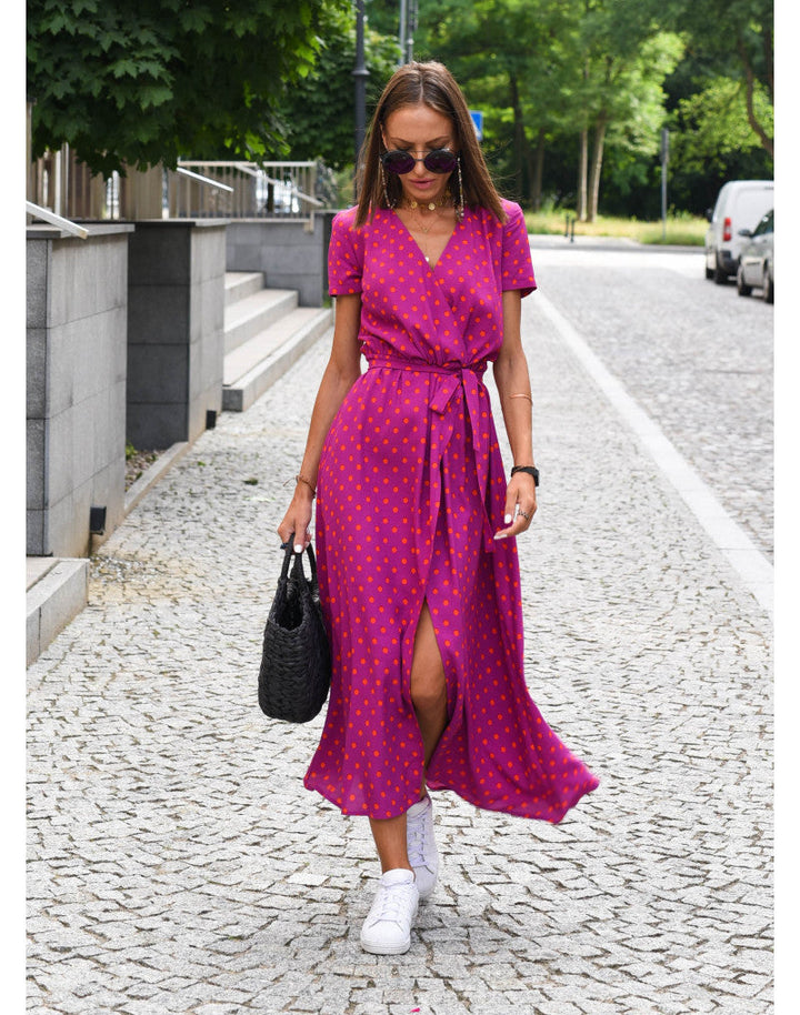 Comfortable Summer Dress - Lina-Red Dots-S-Nora Luxe