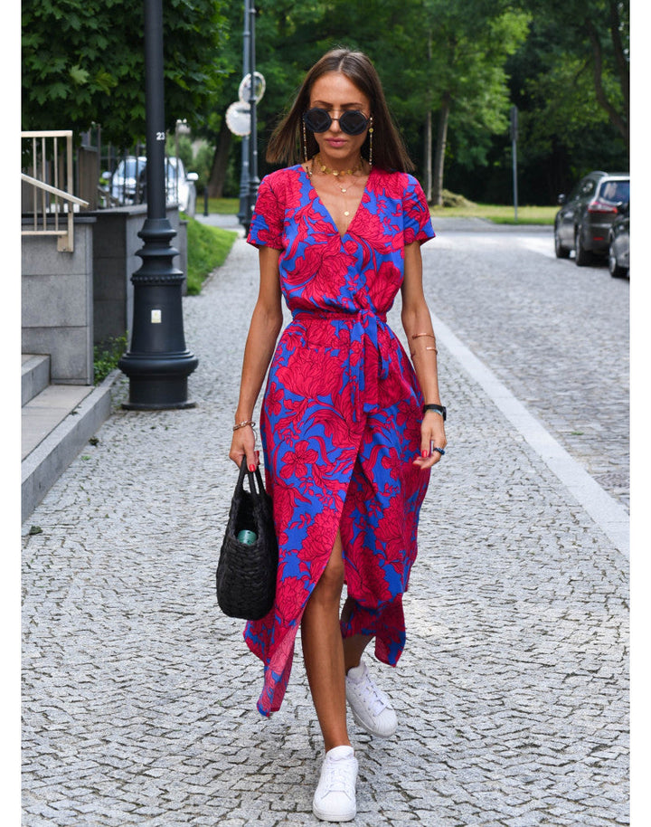 Comfortable Summer Dress - Lina-Red/Blue-S-Nora Luxe