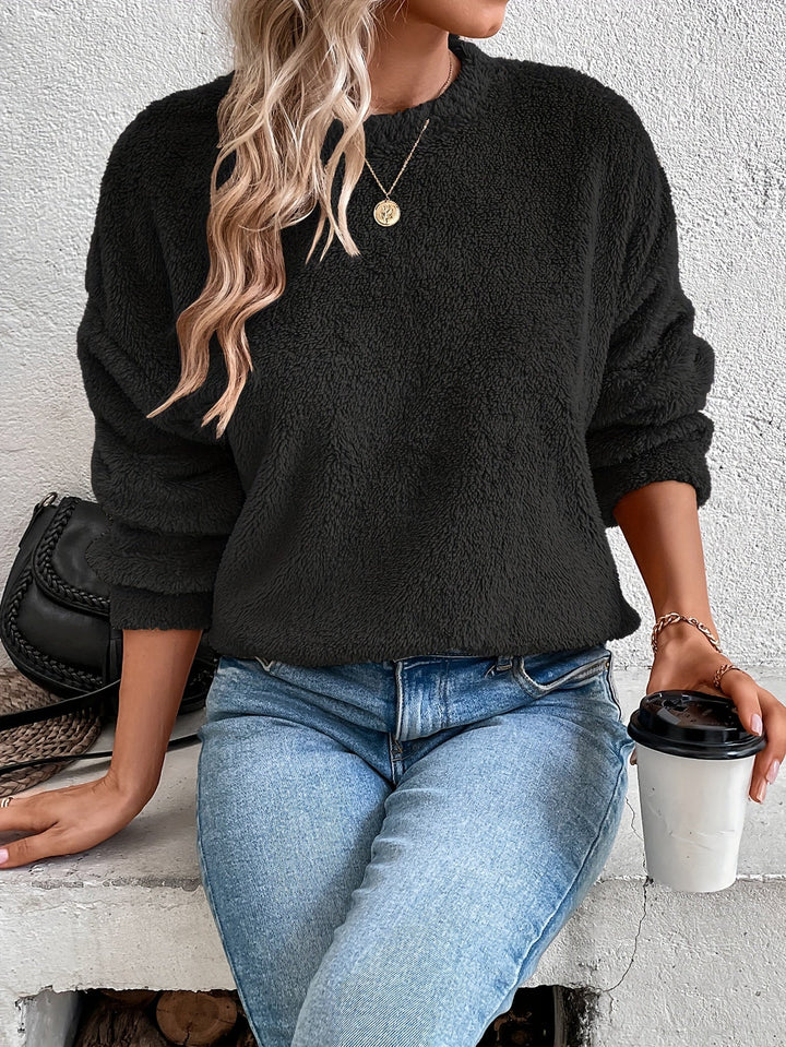 Comfortable Teddy Pullover Sweatshirt - Livia-Black-S-Nora Luxe