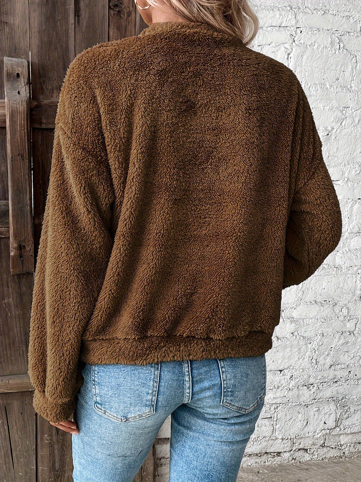 Comfortable Teddy Pullover Sweatshirt - Livia-Light brown-S-Nora Luxe