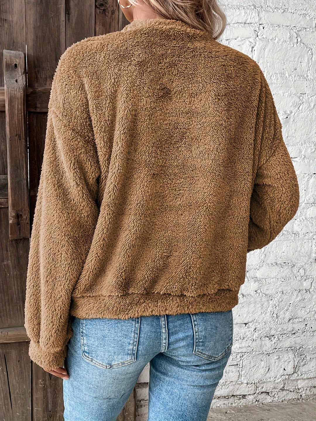 Comfortable Teddy Pullover Sweatshirt - Livia-Light brown-S-Nora Luxe