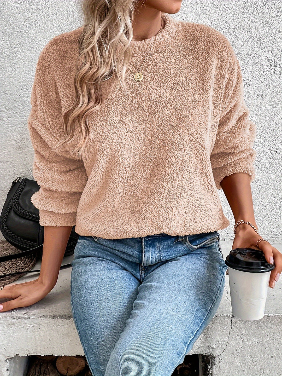 Comfortable Teddy Pullover Sweatshirt - Livia-Pink-S-Nora Luxe