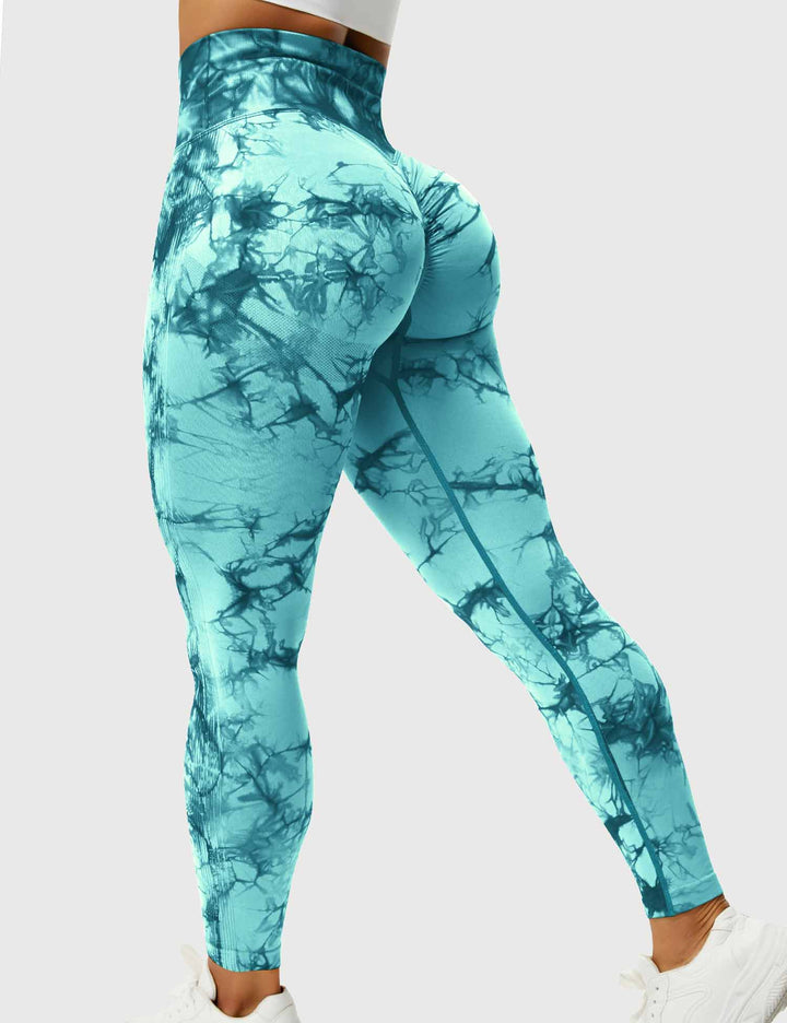 Comfortable Tie Dye Leggings - Ivy-Cyan Blue-S-Nora Luxe