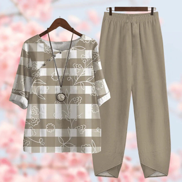 Comfortable Two-Piece Ladies Summer Set - Mira-Brown-S-Nora Luxe