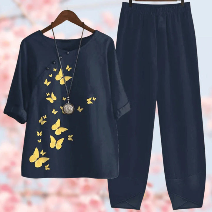 Comfortable Two-Piece Ladies Summer Set - Mira-Dark blue-S-Nora Luxe