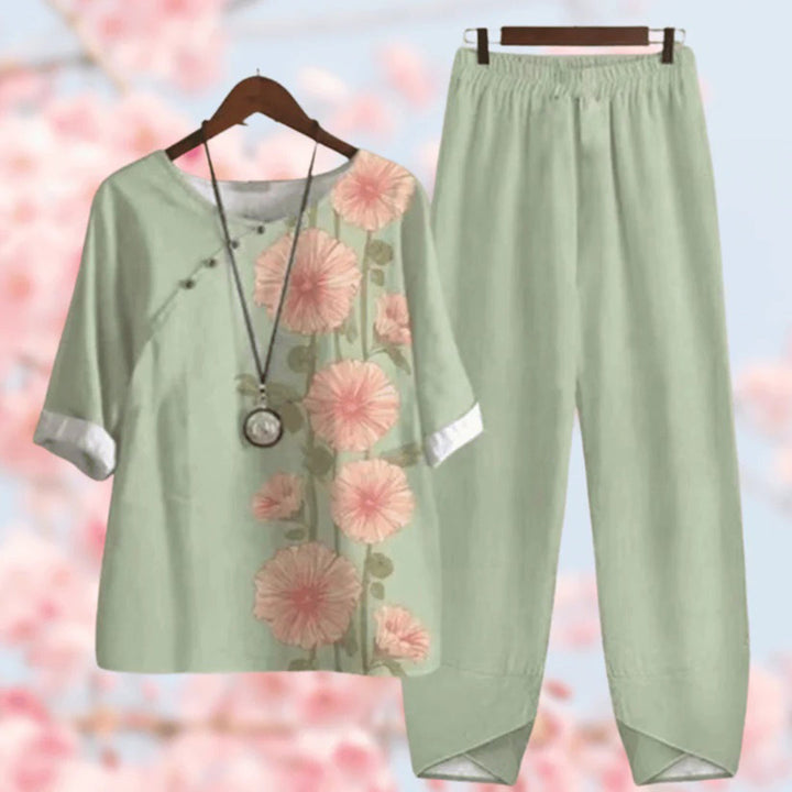 Comfortable Two-Piece Ladies Summer Set - Mira-Light green-S-Nora Luxe