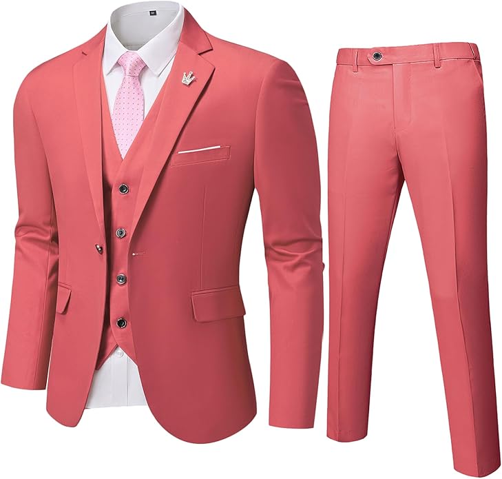 Comfortable Two-Piece Men's Suit - Ralph-Salmon Pink-XS-Nora Luxe