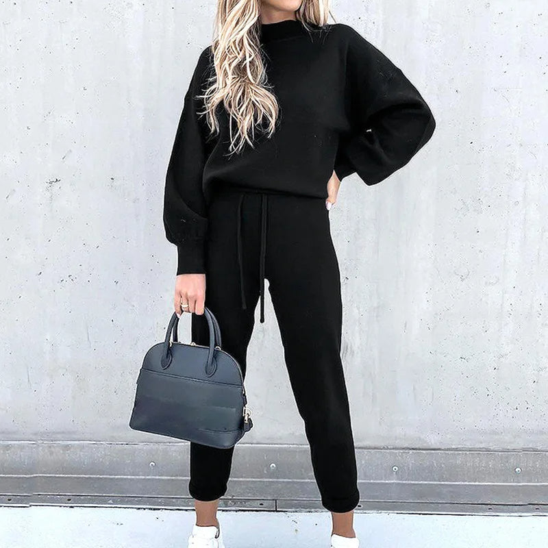 Comfortable Two-Piece Tracksuit - Zoë-Black-S-The Livary