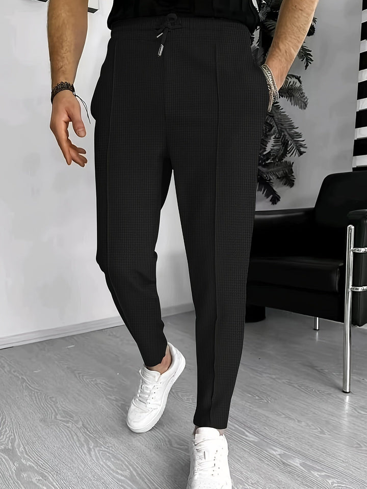 Comfortable Waffle Joggers for Men - Finn-Black-S-Nora Luxe