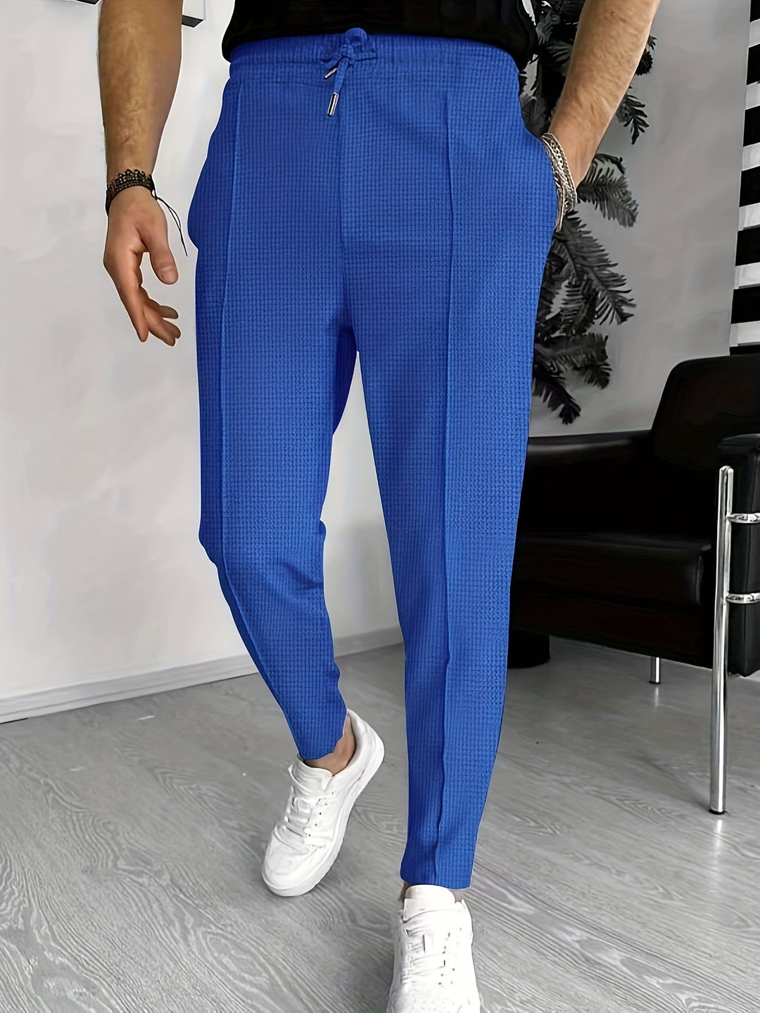 Comfortable Waffle Joggers for Men - Finn-Blue-S-Nora Luxe