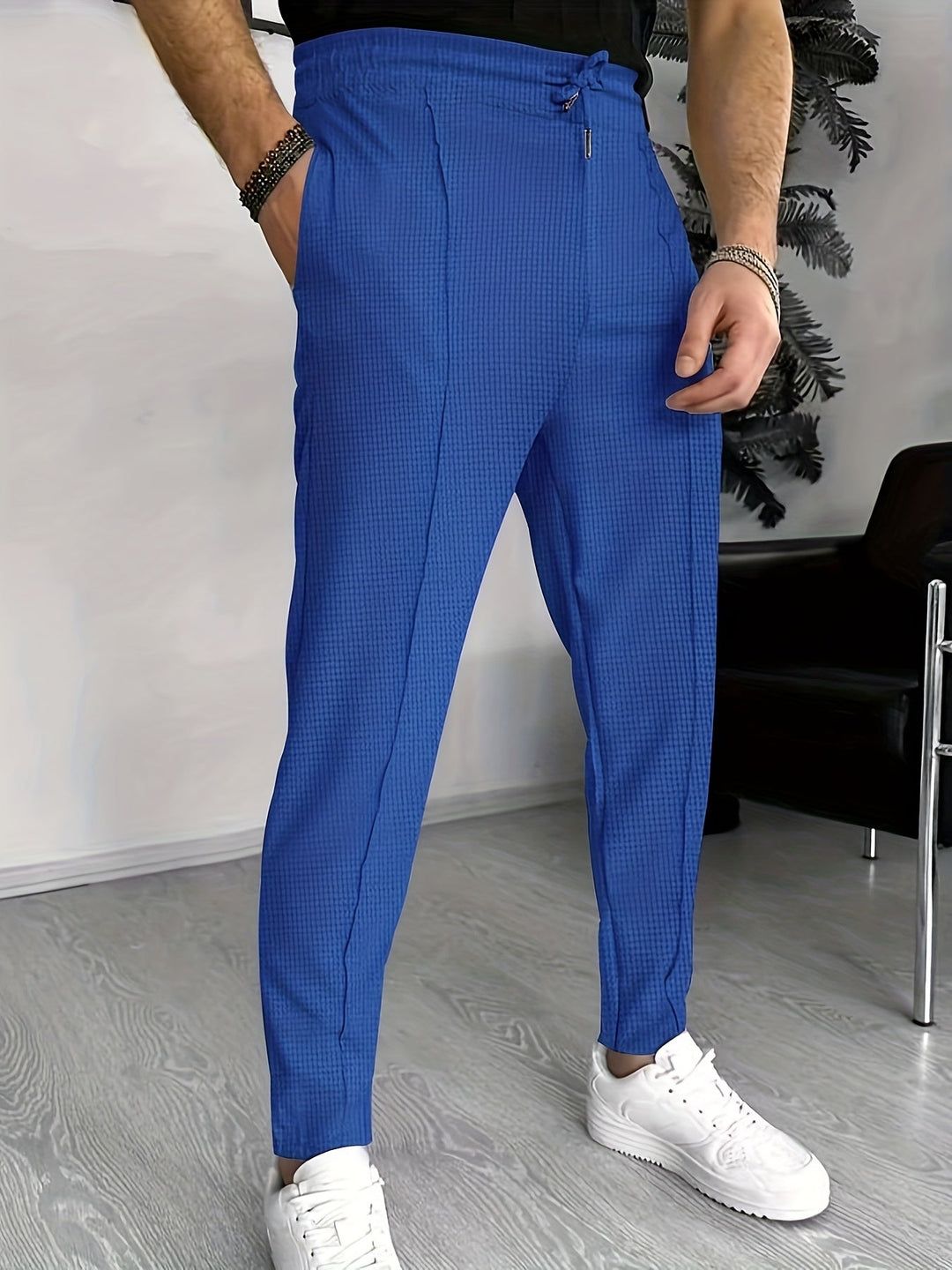 Comfortable Waffle Joggers for Men - Finn-Blue-S-Nora Luxe