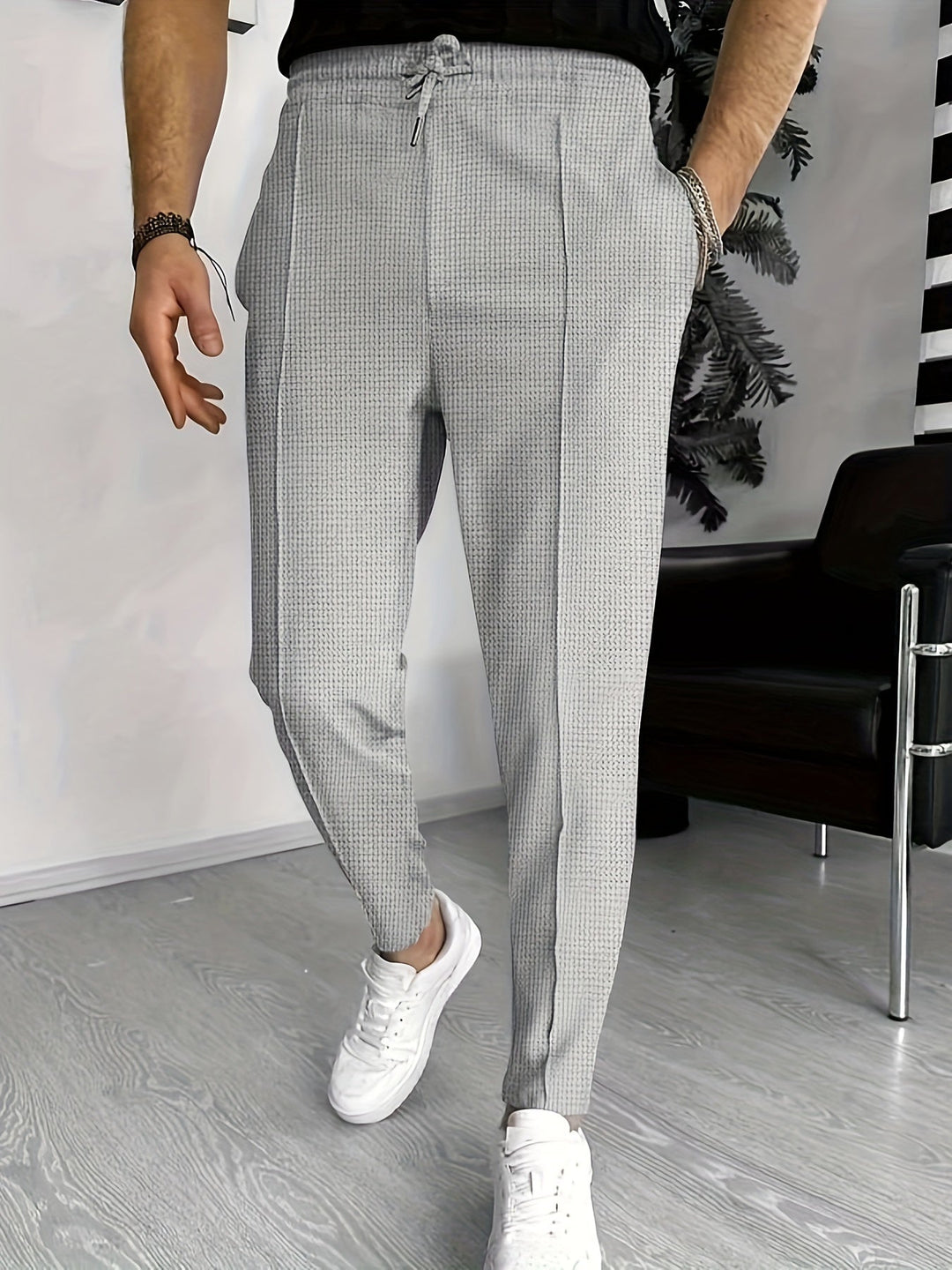 Comfortable Waffle Joggers for Men - Finn-Gray-S-Nora Luxe