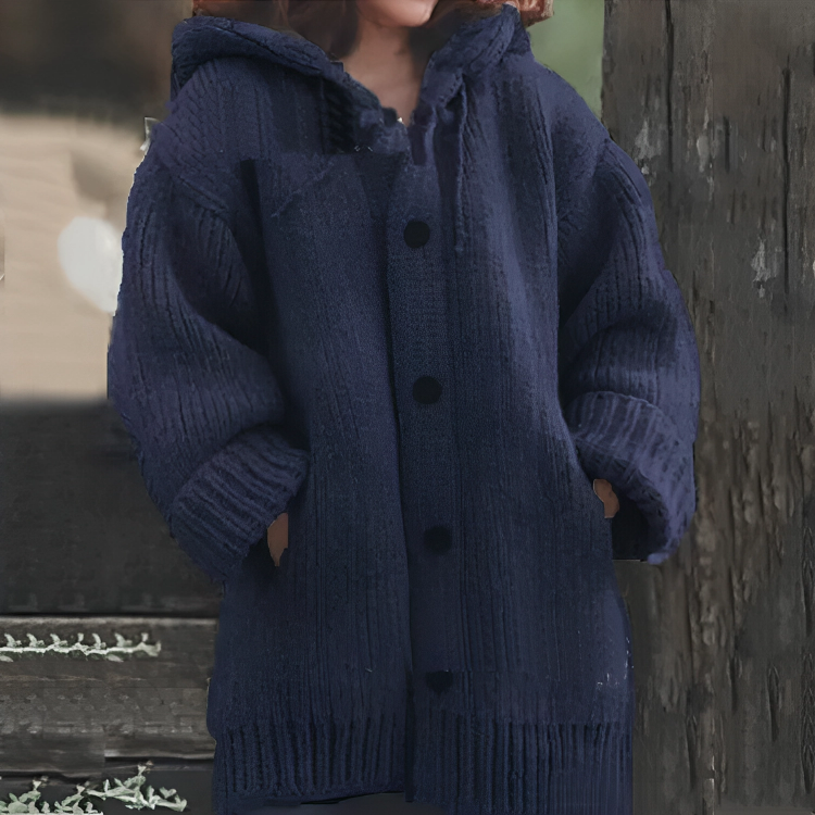 Comfortable Warm Women's Cardigan - Sophie-Dark Blue-S-Nora Luxe