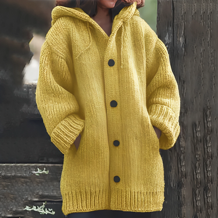 Comfortable Warm Women's Cardigan - Sophie-Yellow-S-Nora Luxe